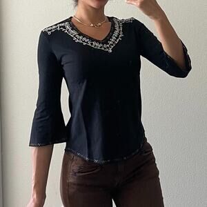 Black 3/4 Sleeves Blouse